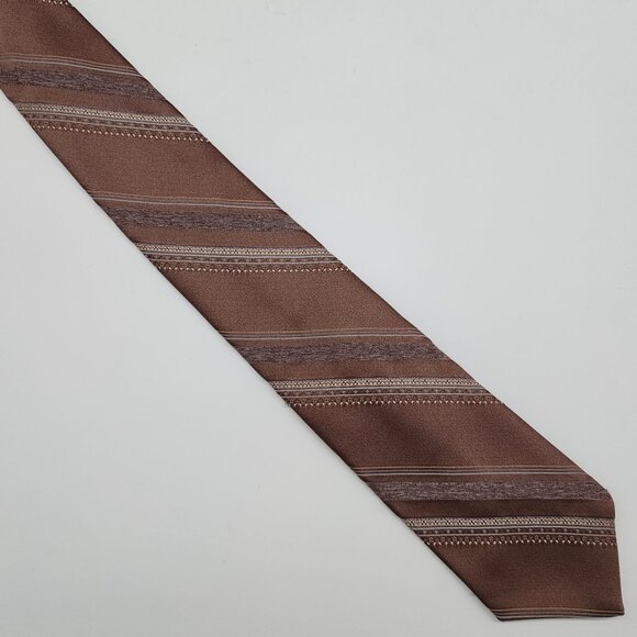 Mervyn's Necktie Stripe Brown Textured 3" W 54" L VTG Retro - Picture 3 of 5